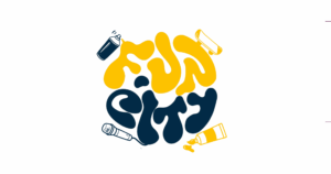 Graffitiartiges Logo mit dem Schriftzug: Fun City
