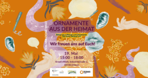 Infoflyer für den Mosaikworkshop mit Namen: Ornamente aus der Heimat am 19.05. von 15-18Uhr